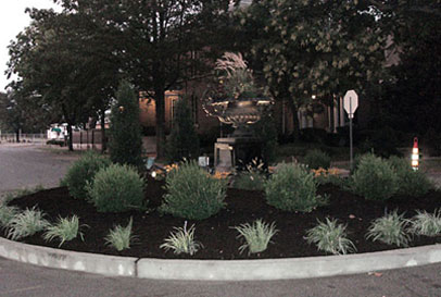 Traffic easing island at Westminster and Newstead.